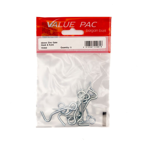 50mm (2") ZP Gate Hook & Eyes (Pack of 5)