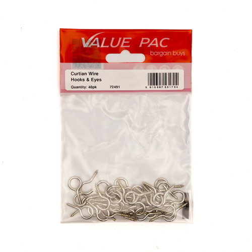 Curtain Wire Hooks & Eyes (Pack of 40)