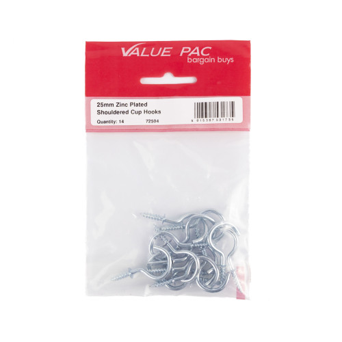 25mm ZP Shouldered Cup Hook (Pack of 14)