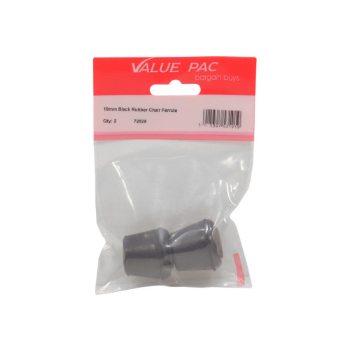 19mm Black Rubber Chair Ferrule 2pk