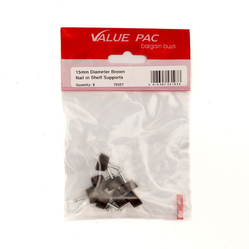 15mm Diameter Brown Nail In Shelf Supports (Pack of 8)