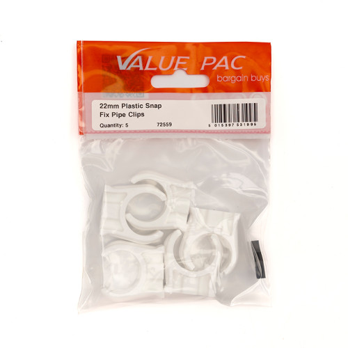 22mm Plastic Snap Fix Pipe Clips (Pack of 5)