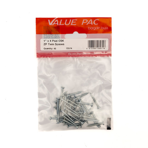 1" x 4 Pozi CSK ZP Twin Screws (Pack of 45)