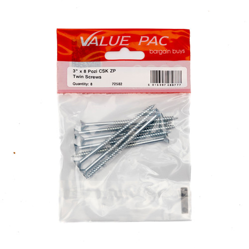 3" x 8 Pozi CSK ZP Twin Screws (Pack of 8)