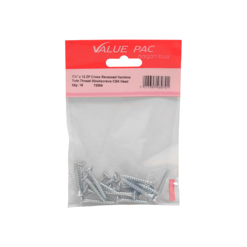 1 1/4" x 12 Pozi CSK ZP Twin Screws (Pack of 14)