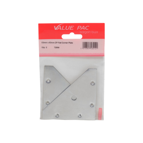 83mm x 83mm ZP Flat Corner Plate 2pk