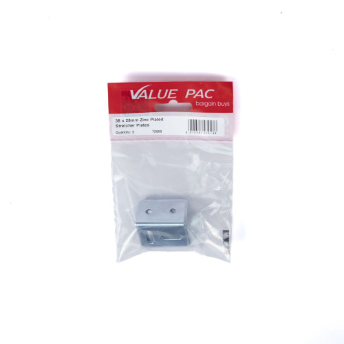 38 x 28mm ZP Stretcher Plate (Pack of 3)