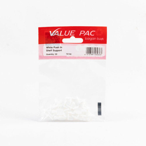 White Push In Shelf Support 20pk