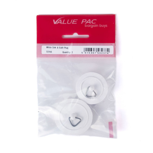 White Sink & Bath Plug 2pk