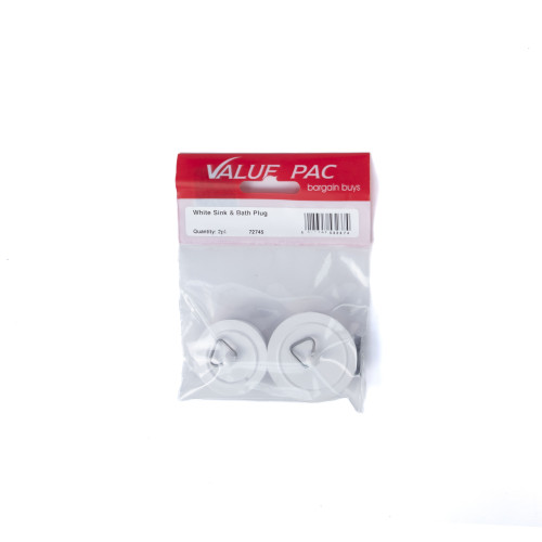 White Sink & Bath Plug 2pk