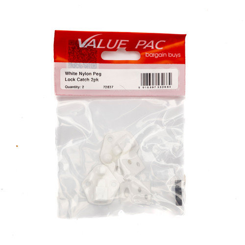 White Nylon Peg Lock Catch (Pack of 2)