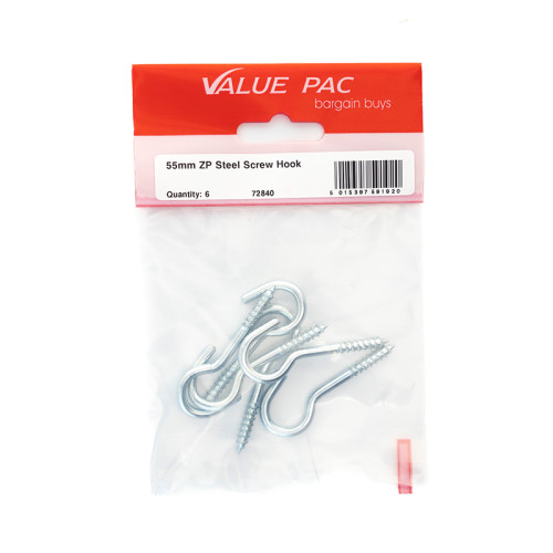 55mm Zinc Steel Screw Hooks