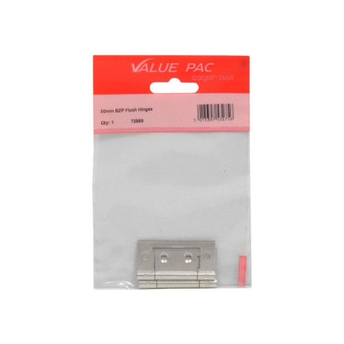 50mm BZP Flush Hinges 1pr