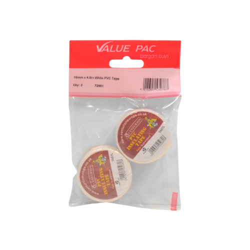 19mm x 4.5m White PVC Tape