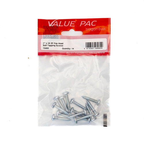 1" x 10 Pozi Pan Head ZP Self Tapping Screws (Pack of 14)