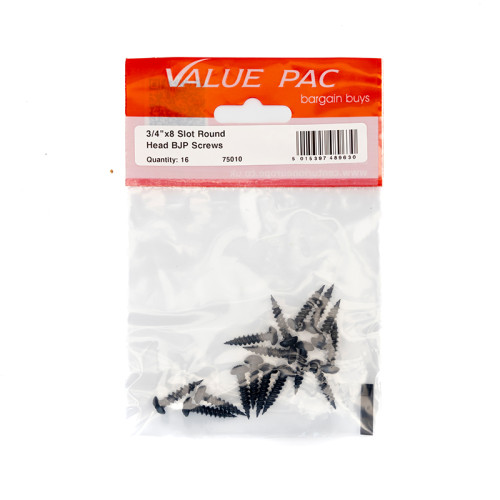 3/4" x 8 Pozi Black Round Head Woodscrews (Pack of 16)