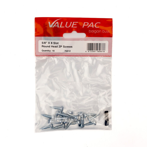 5/8" x 8 Pozi ZP Round Head Woodscrews (Pack of 18)