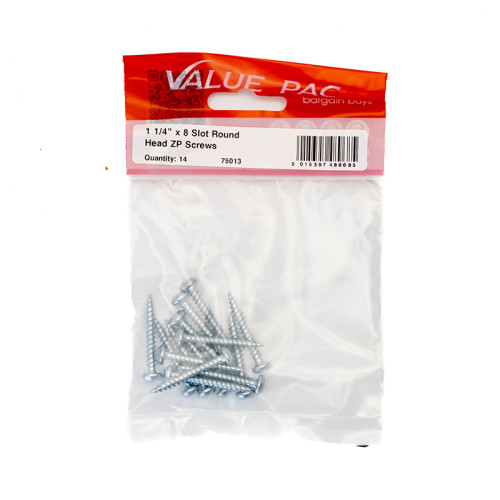 1 1/4" x 8 Pozi ZP Round Head Woodscrews (Pack of 14)