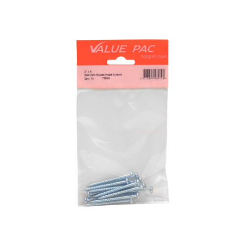 2" x 8 Pozi ZP Round Head Woodscrews (Pack of 8)