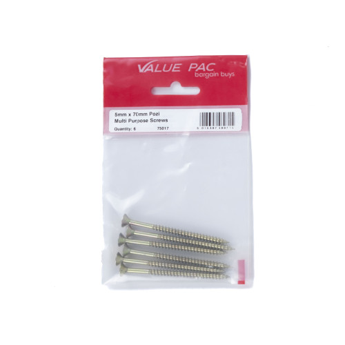 M5 x 70mm Pozi CSK Multi Purpose Screws (Pack of 6)