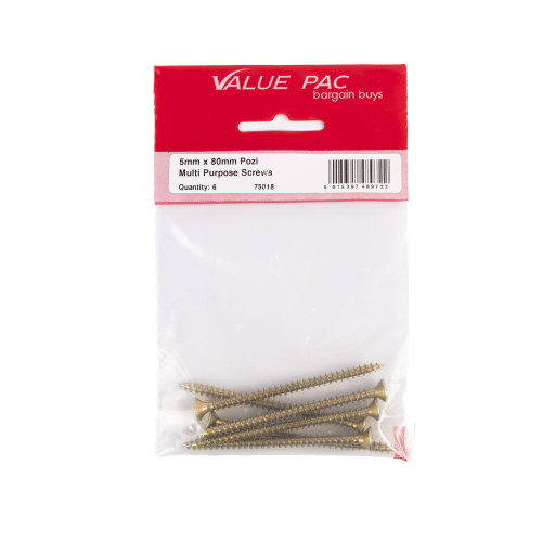 M5 x 80mm Pozi CSK Multi Purpose Screws (Pack of 6)
