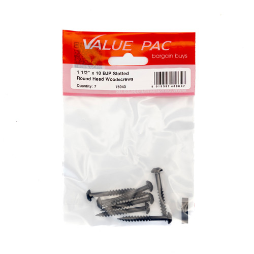 1 1/2" x 10 Pozi Black Round Head Woodscrews(Pack of 7)