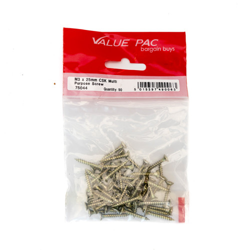 M3 x 25mm Pozi CSK Multi Purpose Screws (Pack of 50)