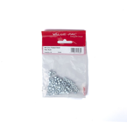 M4 ZP Steel Hex Nuts (Pack of 60)