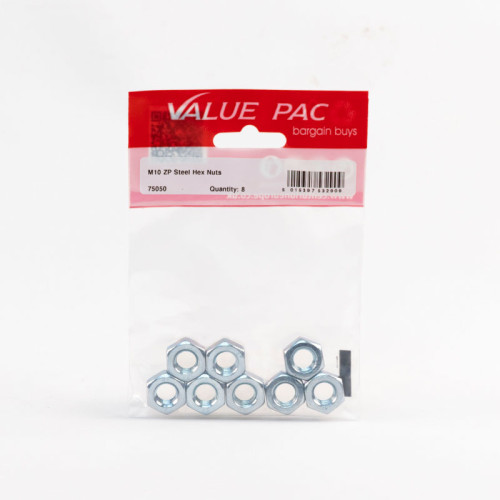 M10 ZP Steel Hex Nuts 8pk
