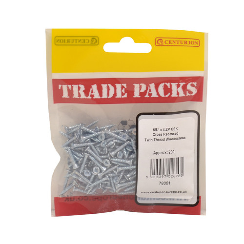 5/8" x 4, Pozi Twinthread Countersunk Woodscrews