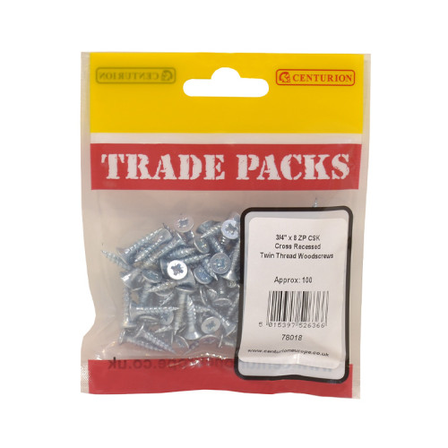 3/4" x 4, Pozi Twinthread Countersunk Woodscrews