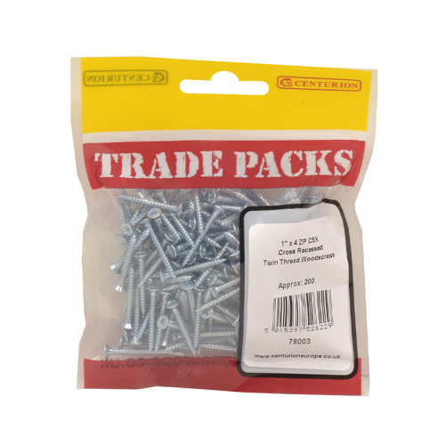 1" x 4, Pozi Twinthread Countersunk Woodscrews, ZP