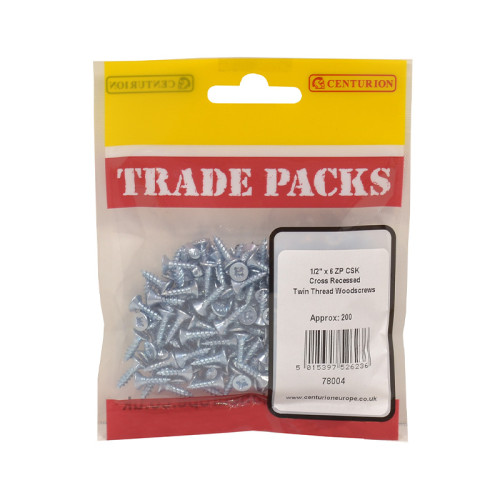 1/2" x 6, Pozi Twinthread Countersunk Woodscrews