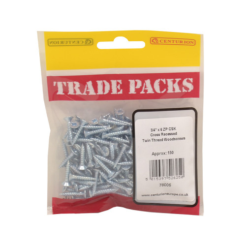 3/4" x 6, Pozi Twinthread Countersunk Woodscrews