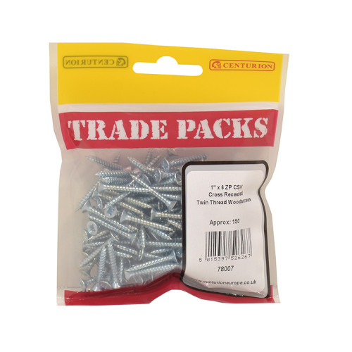 1" x 6, Pozi Twinthread Countersunk Woodscrews, ZP