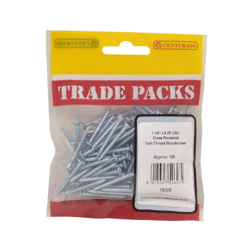 1 1/4" x 6, Pozi Twinthread Countersunk Woodscrews