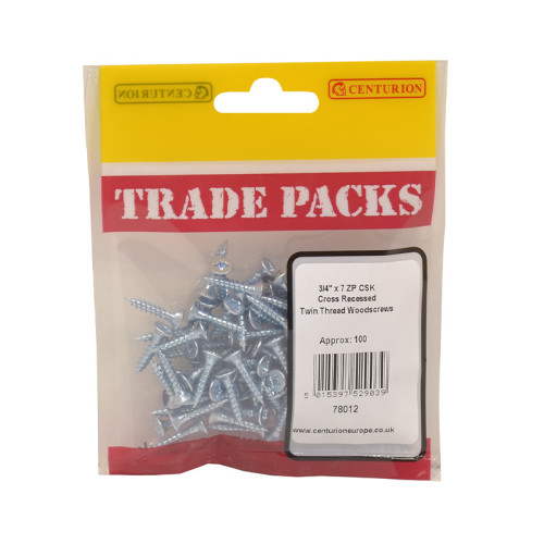 3/4" x 7, Pozi Twinthread Countersunk Woodscrews