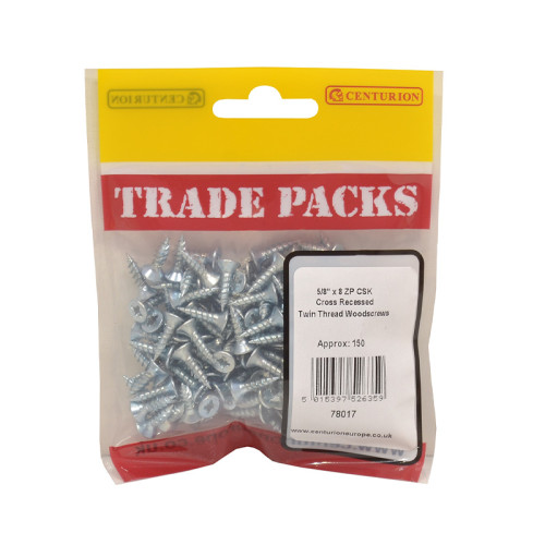 5/8" x 8, Pozi Twinthread Countersunk Woodscrews