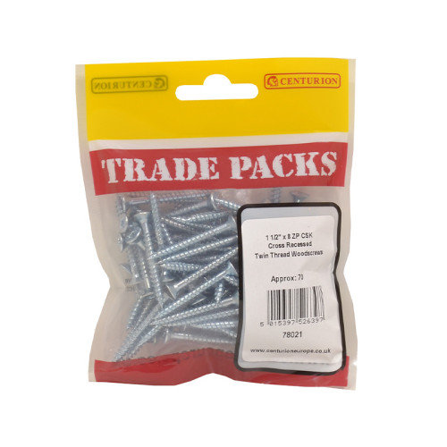 1 1/2" x 8, Pozi Twinthread Countersunk Woodscrew