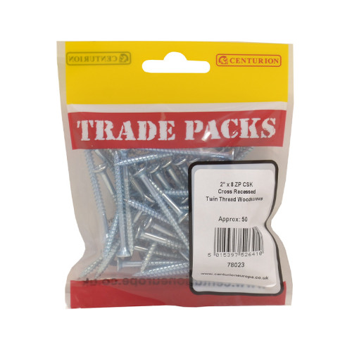 2" x 8, Pozi Twinthread Countersunk Woodscrews, ZP