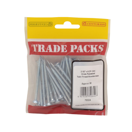 2 1/2" x 8, Pozi Twinthread Countersunk Woodscrew