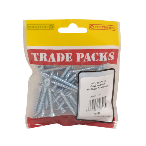 1 1/2" x 10, Pozi Twinthread Countersunk Woodscrew