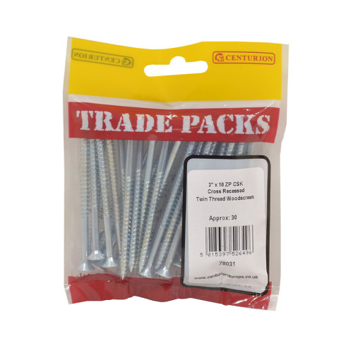 3" x 10, Pozi Twinthread Countersunk Woodscrew