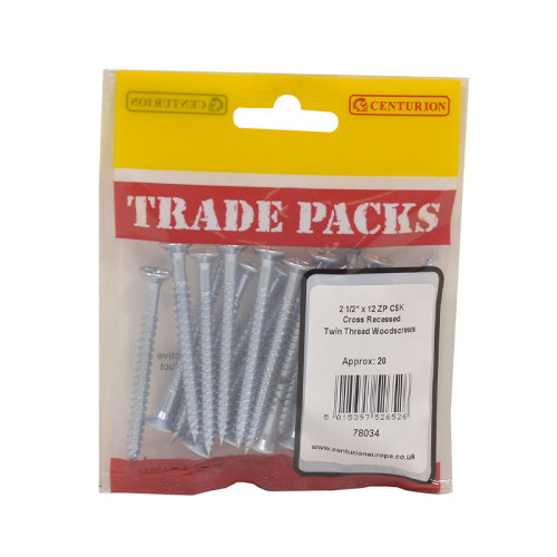 2 1/2" x 12, Pozi Twinthread Countersunk Woodscrew