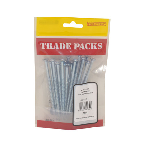 4" x 12, Pozi Twinthread Countersunk Woodscrews