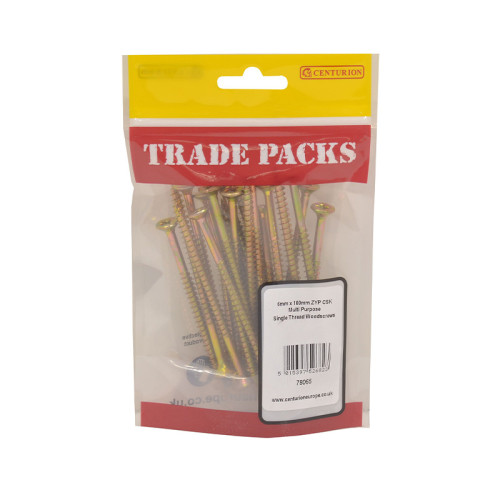 Pozi Multi Purpose Countersunk Woodscrews - Zinc Yellow Passivated - 6mm x 100mm - (16 PK)