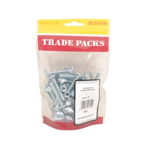 Carriage Bolts & Nuts Small, ZP, M6 x 40mm 
