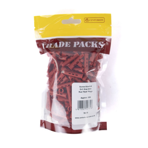 Plugs, Red, 6-8 Drill 6mm