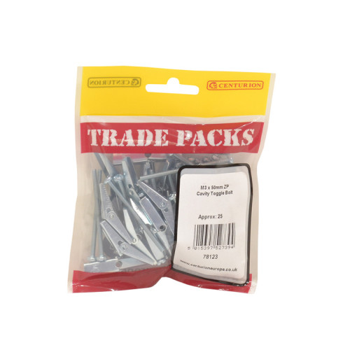Cavity Toggle Bolt, ZP, M3 x 50mm