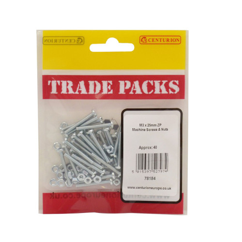 Machine Screws & Nuts, ZP, M3 x 25mm